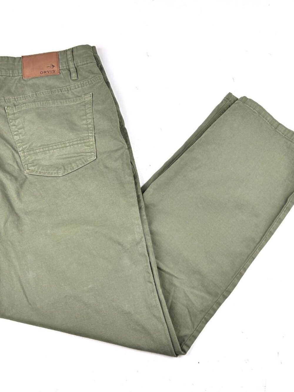 Orvis Five Pocket Jeans Men's 38x32 Moss Green Stretch 1856